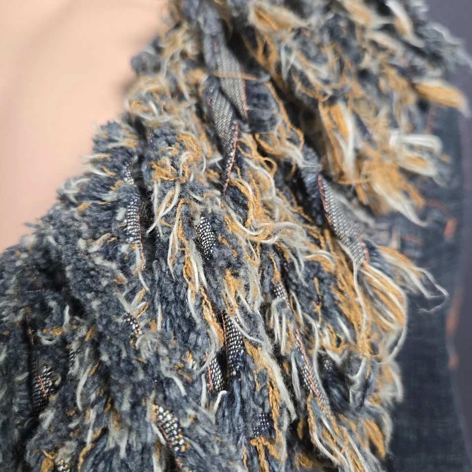 Vintage Y2K Parasuco Fringed Denim Jean Jacket Size M Boho Grunge Zip Up Foto 4 de 4