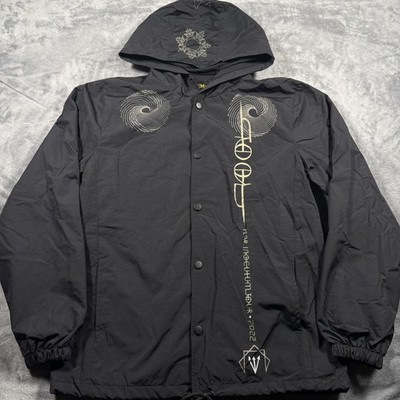 Tool Band Fear Inoculum Tour 2022 Coaches Jacket Mens Small Black Nylon Hooded