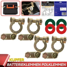 4x Clamp Battery Connection Top Post Terminal Positive & Negative  Wire Washers.
