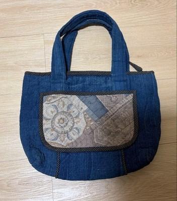 Patchwork Handbag Indigo Dye Patchwork Bag 32cm 24cm 5cm Handmade Vintage