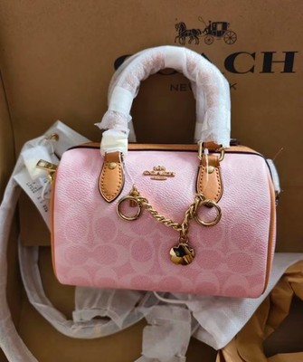 NWT Coach Mini Rowan Crossbody Bag In Signature Canvas Powder Pink