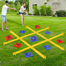 Giant Tic Tac Toe Outdoor Games for Kids Adults Family, Portable Tic Tac Toe Bea