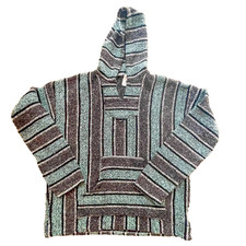 Drug Rug Baja Hoodie Mexican Poncho Boho Hippie Surf Skater XL Vintage
