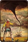 West Cowboy Tin Sign - Vintage Western Metal Signs, Catch the Tornado Wall Art,