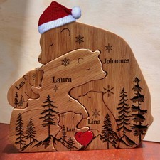 Personalized Wooden Family Puzzle Custom Bear Design Christmas Gift