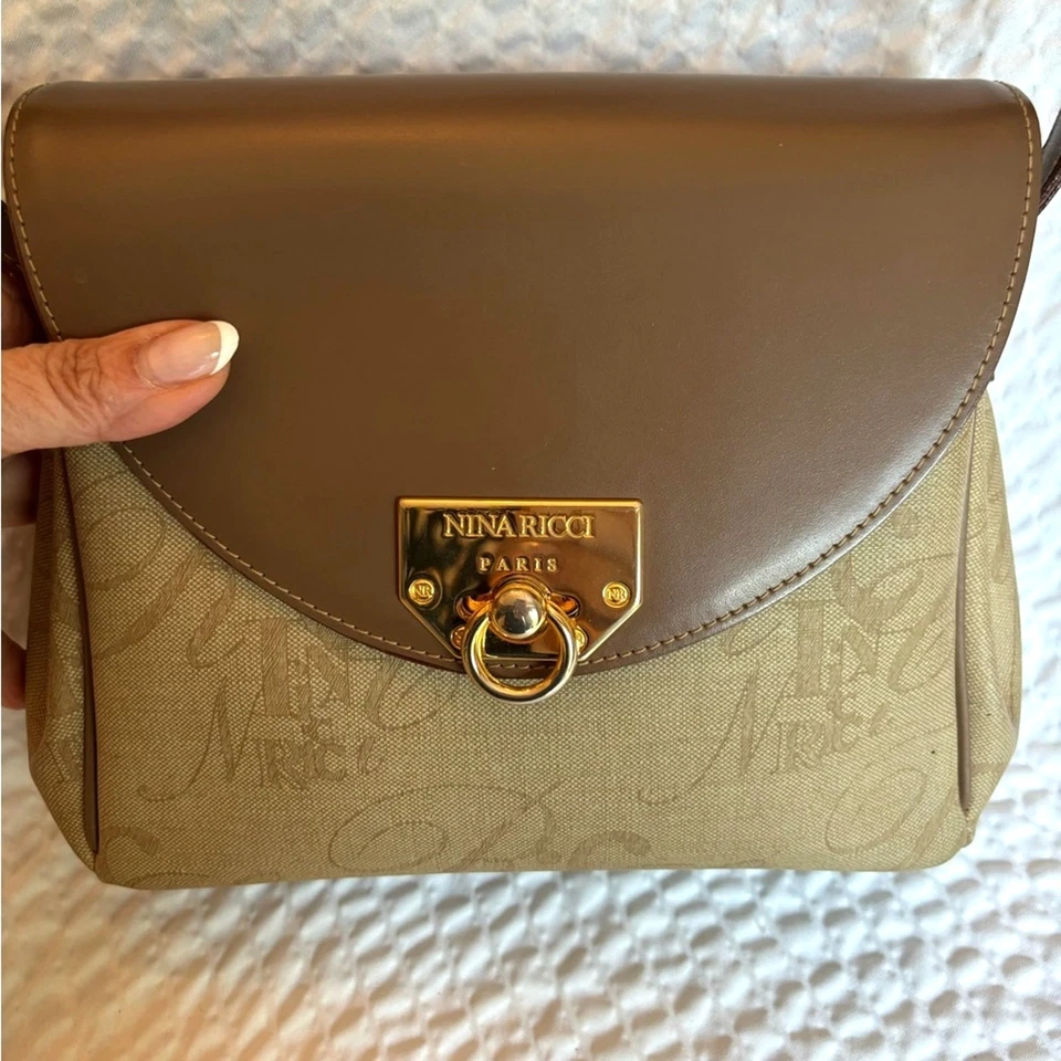 Bandolera Nina Ricci de cuero/lona marrón Foto 4 de 4