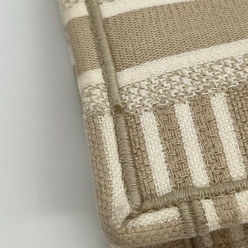 Dior Mini Book Tote Bag in Beige Striped Embroidery - Picture 16 of 24