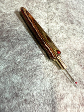 Hand carved Forest Splendor Wood seam ripper sewing tool 24k gold finish