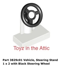Lego 1x 3829c01 White Vehicle, Steering Stand 1 x 2 with Black Steering 10497