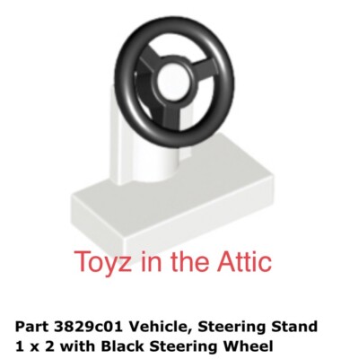 Lego 1x 3829c01 White Vehicle, Steering Stand 1 x 2 with Black Steering 10497