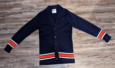Vintage Cheerleader Supply Co navy blue white orange sweater cardigan size 34