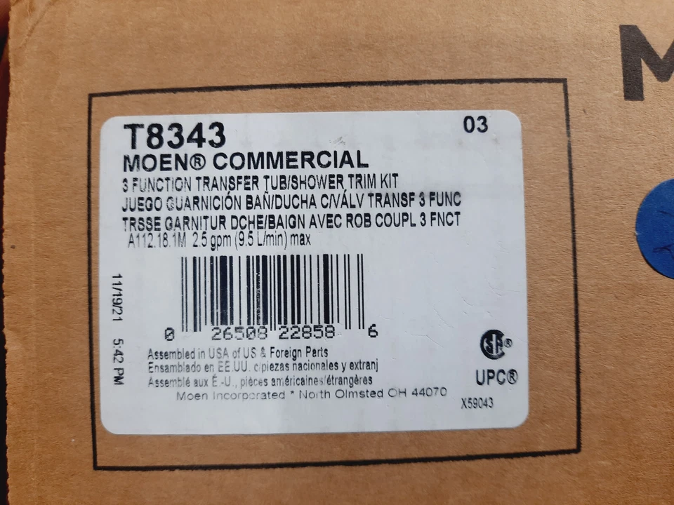 Moen T8343 PosiTemp Pressure Balanced Tub Shower Trim 2.5 GPM *READ* - Image 2 of 4