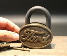 Antique Vintage Style Brass & Iron Trunk Chest Box Ford Lock Padlock