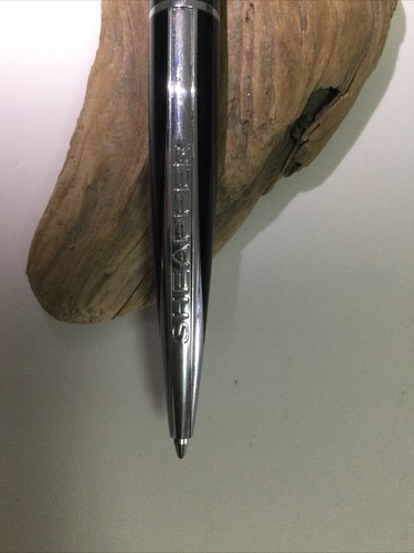 Sheaffer Taranis Ball Point Pen/Brushed Silver, Black & Chrome Working Good - Picture 2 of 10