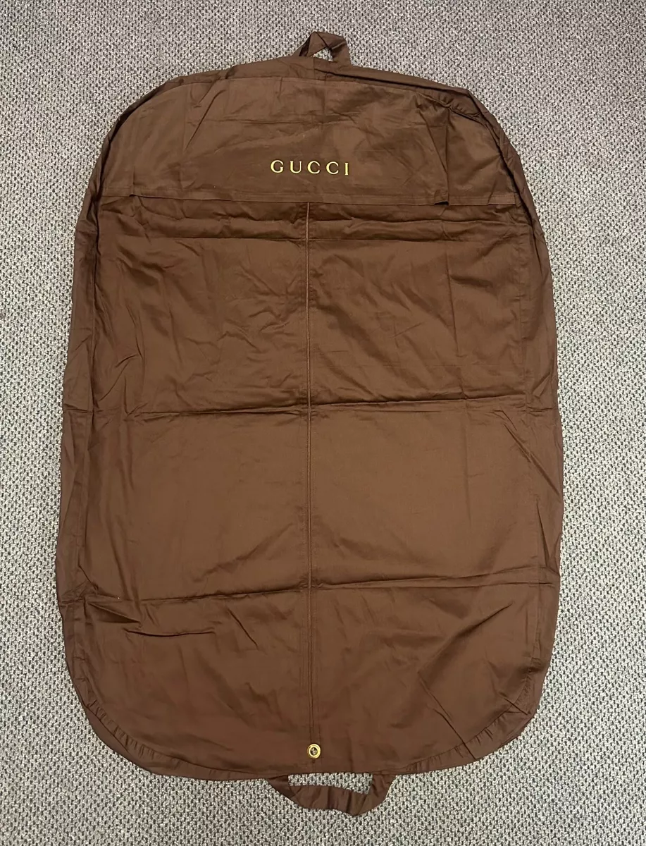 New Gucci Medium Brown Fabric Zippered Dust Cover Garment Bag 28x43