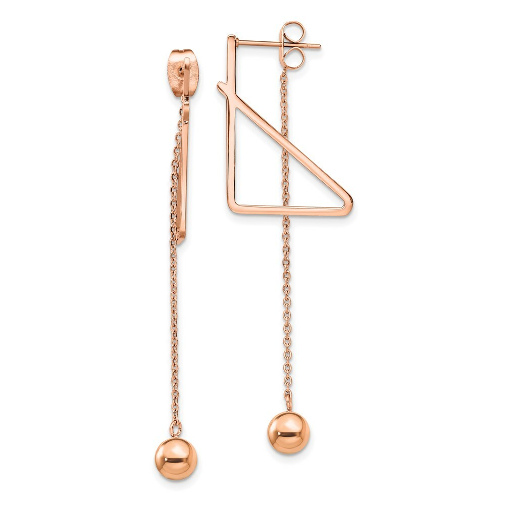 Серьги-моталки из полированной нержавеющей стали Rose IP спереди и сзади с шариковыми подвесками 5190₽