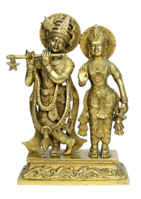 Brass Radha Krishna Statue Medium | 12" | 4.83kg | Divine Spiritual ...