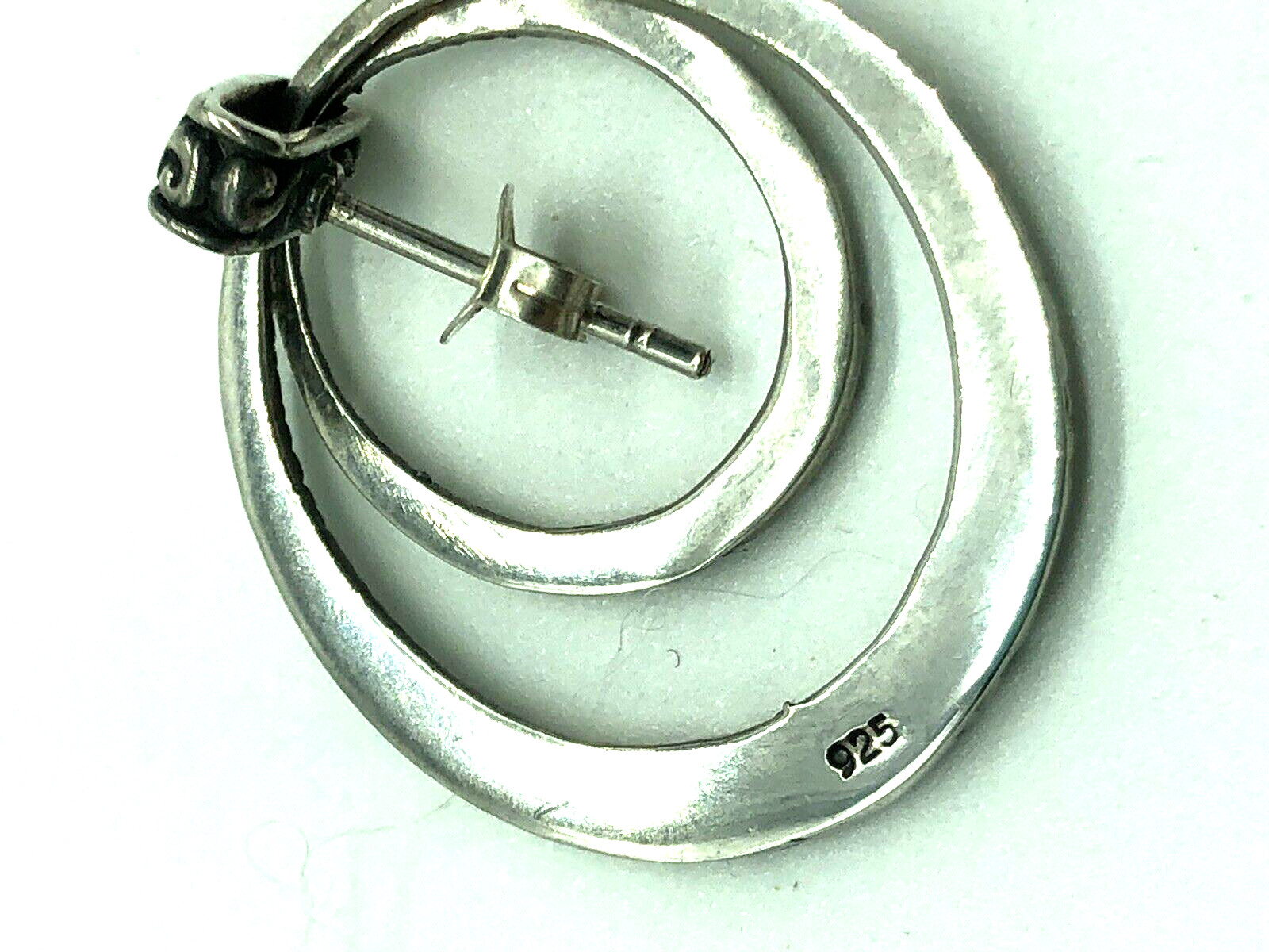 Double Circle Drop Dangle Scrolls Sterling Silver… - image 6