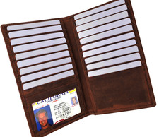 RFID Blocking Leather Checkbook Cover Men's Secretary Wallet 19 Card Holder High