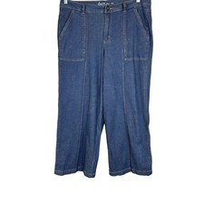 Denim  Co. Women's Pull-on Lightweight Stretch Wide-Leg Crop Denim Pants Size 6