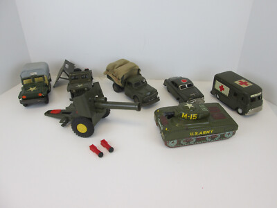 1950s SSS Cragstan USA Military Friction Vehicle Army Metal Tin 