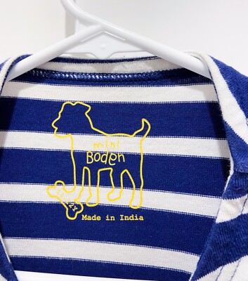 T-shirt Manches Longues Mini Boden Pour Garçon, Bleu à Motif Graphique, Taille 11-12 Ans, 100% Coton