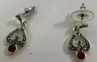 Vintage Pierced Earrings Stud Drop Silvertone Rhinestone Womens Costume Jewelry
