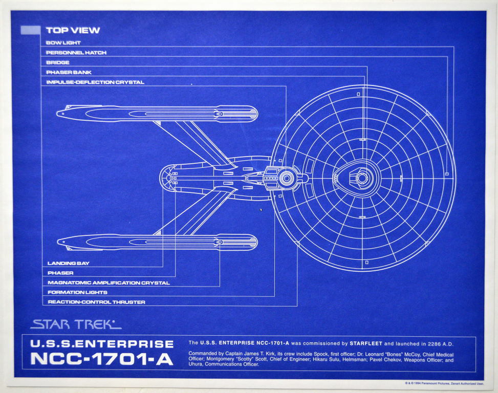 Star Trek Blueprints　スタートレック　宇宙船　設計　青写真 Star Trek U.S.S. ENTERPRISE NCC-1701-A BLUEPRINTS (3) Zanart