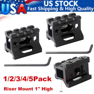 3 Slot 1'' High Profile Optic Red Dot Riser Mount Base Adapter Fit 20mm Picatinny