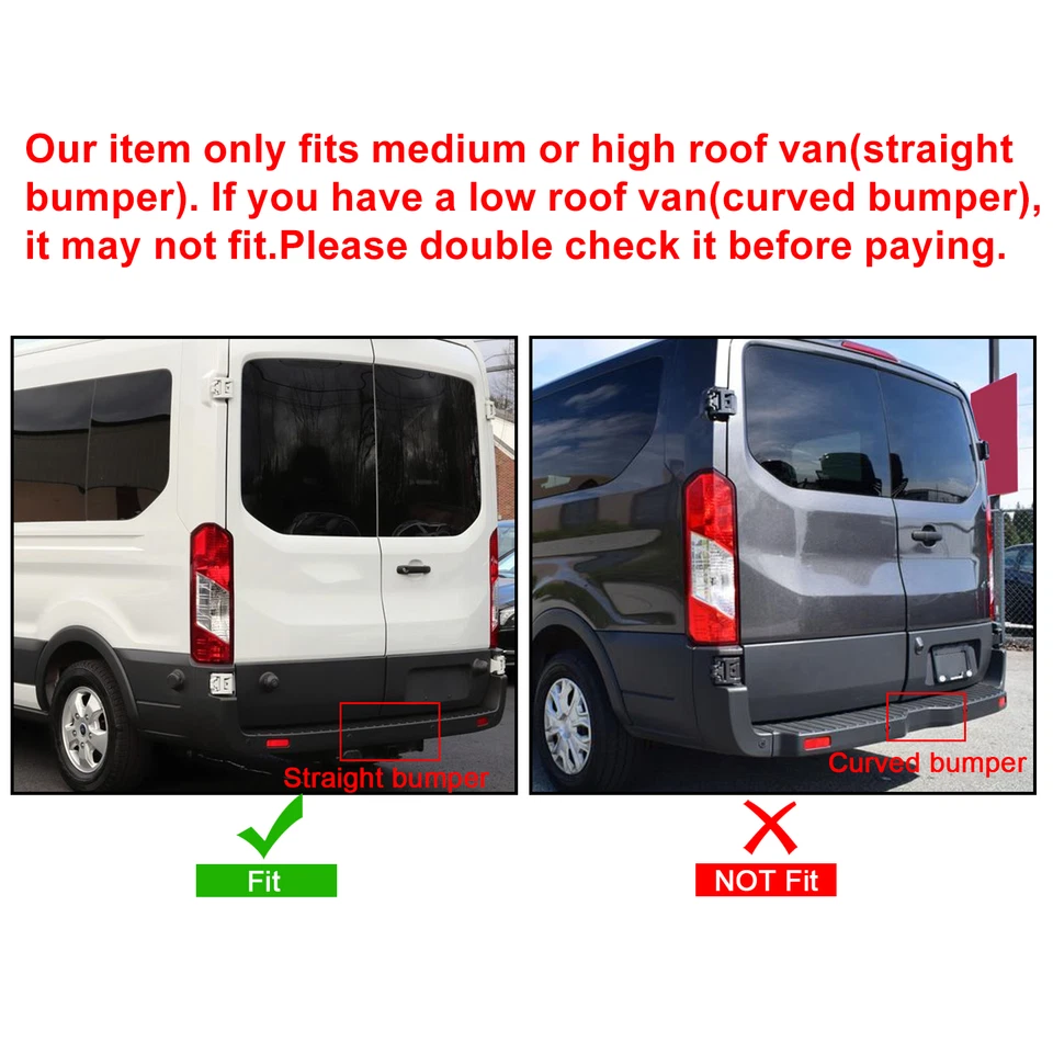 For 15-22 Ford Transit Pass Van 150 250 350 Rear Bumper Cover With Reflectors Foto 3 de 4