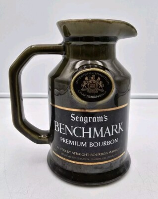 Vintage Seagram's Benchmark Premium Bourbon Olive Green Bar Pitcher - 6.5''