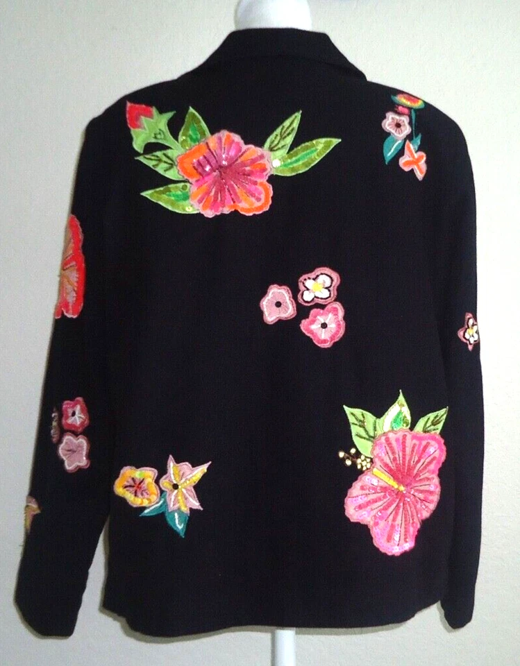 Drapers Damons Jacket Women's Embroidered Sequin Applique Patchwork Size-PM - Image 4 of 4