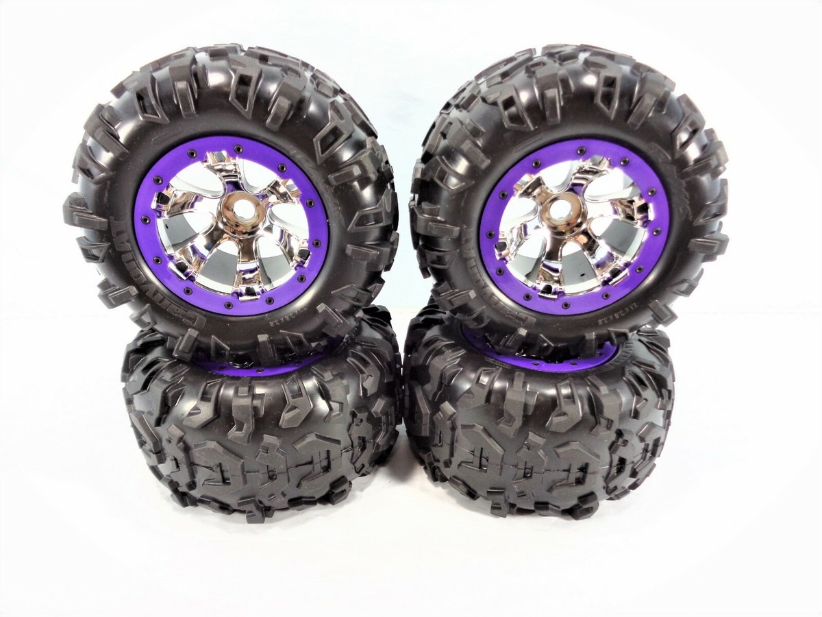NEW Traxxas 1/10 Summit Canyon AT Tires & 17mm Chrome Geode