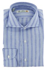 Luigi Borrelli Light Blue Striped Linen Dress Shirt - X Slim - 96