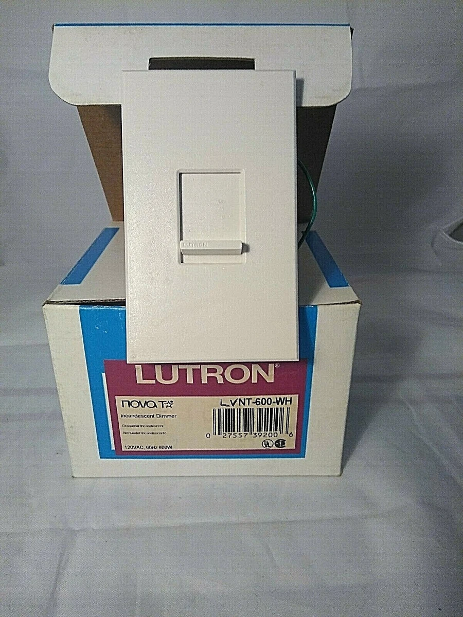 Lutron Nova Incandescent Slide Dimmer Switch NT 600 WH White 600w 120v