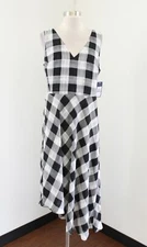 NWT Rachel Roy Raj Black White Plaid Check Asymmetrical Hem Cutout Dress Size 12