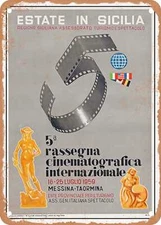 METAL SIGN - 1959 Summer in Sicily 5th International Film Festival Vintage Ad