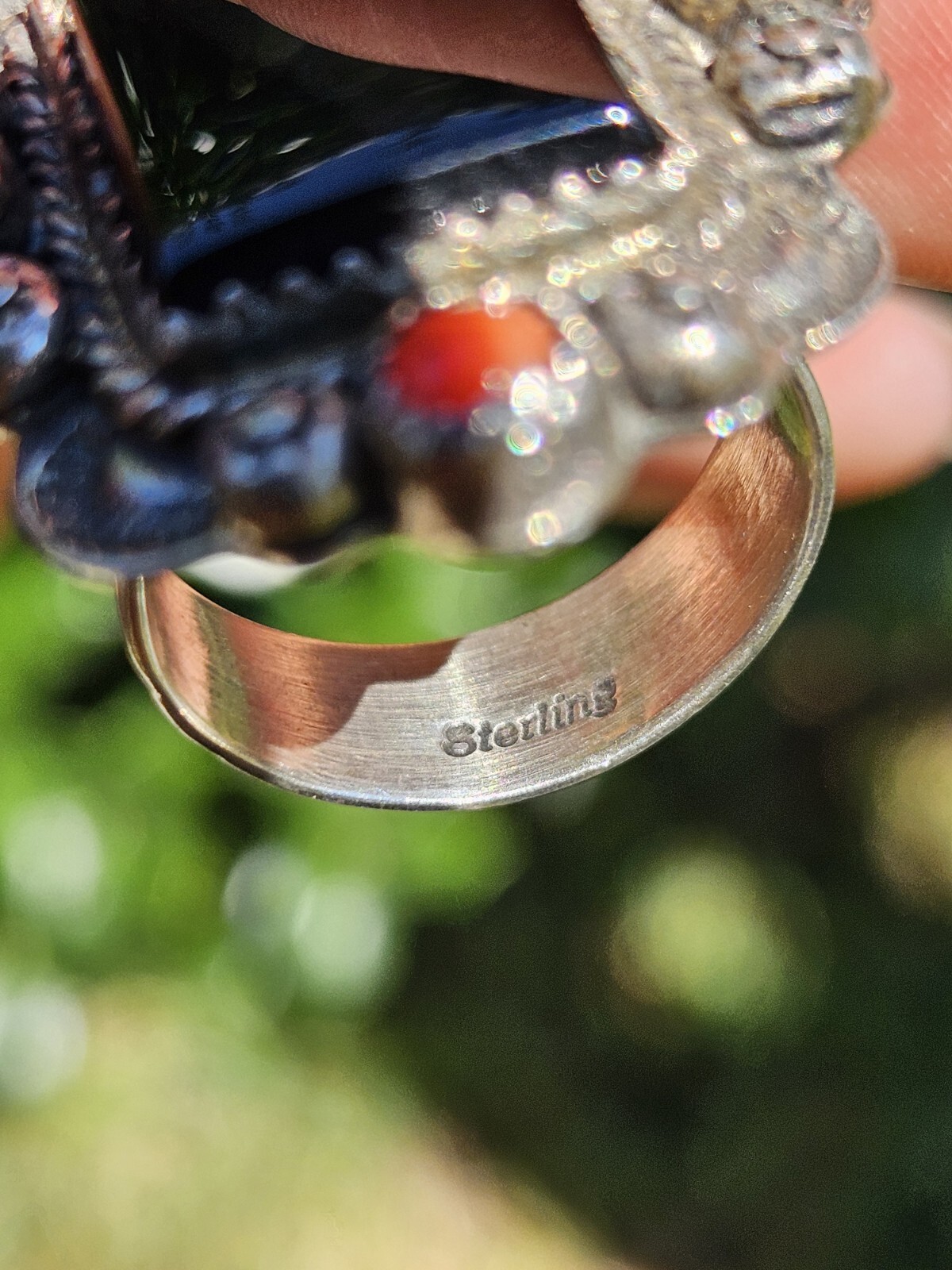 Sterling Silver Multi-Stone Statement Ring - Size… - image 11