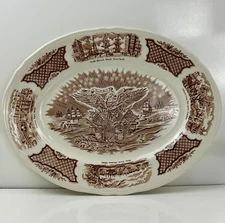 Alfred Meakin Fair Winds Brown & White Vintage 14" Oval Serving Platter
