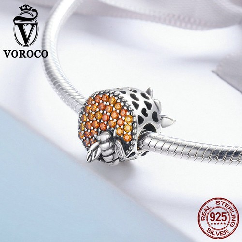 Brazalete de moda Voroco con cuentas de plata esterlina 925 circonita de abeja y panal - Imagen 3 de 6