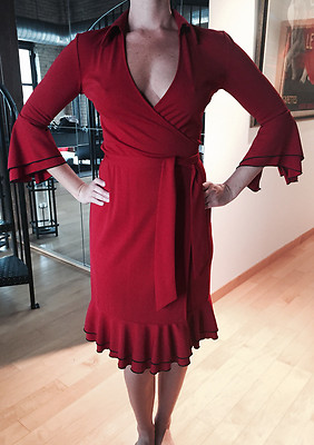 red and black wrap dress Black&Red 1960s Bow-knot Patchwork Wrap Dress main image 1