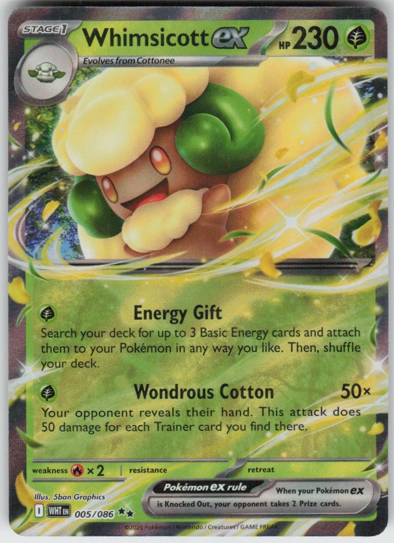 Whimsicott ex 005/086 Double Rare White Flare Near Mint