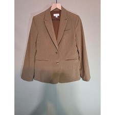 Tahari Arthur S Levine Womens Tan Two Button Blazer Jacket Size 8 Camel Pro.