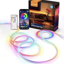 16.4Ft Flexible LED Rope Neon Lights, 24V, App/Remote Control, IP65 Waterproof
