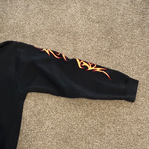 Vintage Silver Point Hoodie Boys Large Sweatshirt Y2K Embroidered Flames Tribal - Picture 8 of 15