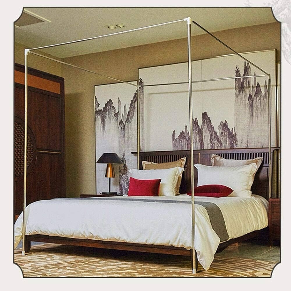 Premium Canopy Bed Frame Post for Queen Size Beds, Enhanced Metal Poles, Four Co