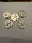 silver washington quarters lot of 5