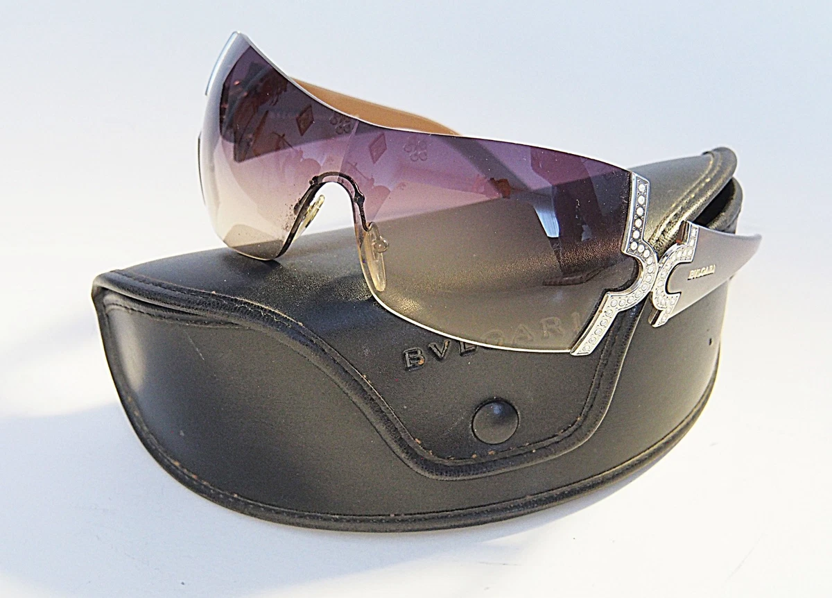Vintage Bulgari White-Purple Wrap Around Sunglasses BVLGARI Vintage Sunglasses Oval Purple Gold Silver 812 911  main image 4