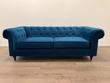 Chesterfield Navy Velvet 3 Seater Sofa