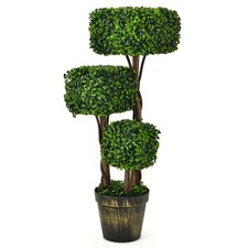 Costway 36" Artificial Boxwood Topiary Tree UV Protected Indoor Outdoor Decor